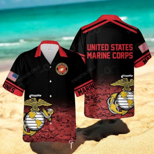 US Marine Premium Red Design Hawaiian Shirt