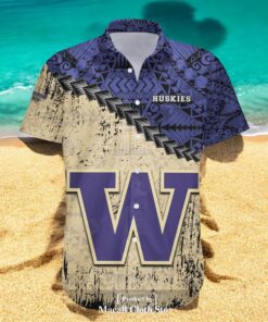 Washington Huskies NCAA Grunge Polynesian Tattoo Hawaiian Shirts Washington Huskies NCAA Grunge Polynesian Tattoo Hawaiian Shirts