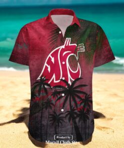 Washington State Cougars NCAA Coconut Tree Tropical Grunge Hawaiian Shirts Washington State Cougars NCAA Coconut Tree Tropical Grunge Hawaiian Shirts