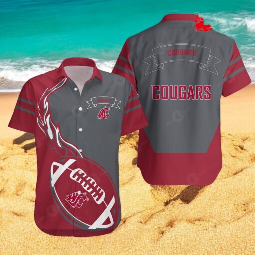 Washington State Cougars NCAA Flame Ball Hawaiian Shirts