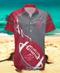 Washington State Cougars NCAA Flame Ball Hawaiian Shirts Washington State Cougars NCAA Flame Ball Hawaiian Shirts