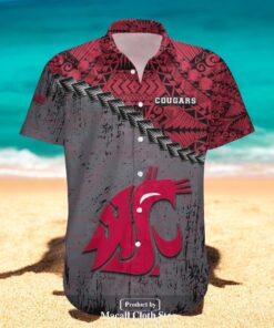Washington State Cougars NCAA Grunge Polynesian Tattoo Hawaiian Shirts Washington State Cougars NCAA Grunge Polynesian Tattoo Hawaiian Shirts