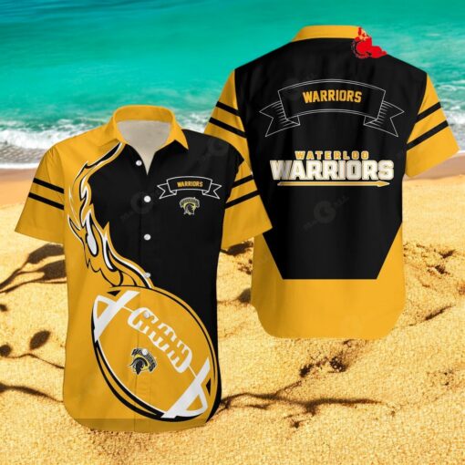 Waterloo Warriors NCAA Flame Ball Design Hawaiian Shirts