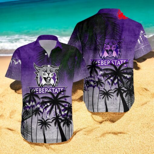Weber State Wildcats NCAA Coconut Tree Tropical Grunge Hawaiian Shirts