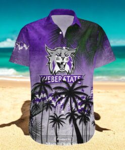 Weber State Wildcats NCAA Coconut Tree Tropical Grunge Hawaiian Shirts