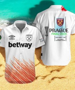 West Ham United Prague Final Orange White Hawaiian Shirt West Ham United Prague Final Orange White Hawaiian Shirt