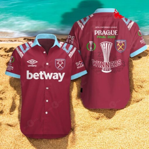 West Ham United Prague Final Winners Premium Red Hawaiian Shirt