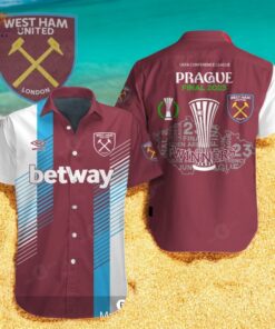 West Ham United Prague Final Winners Red White Hawaiian Shirt
