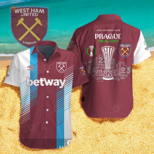West Ham United Prague Final Winners Red White Hawaiian Shirt