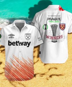 West Ham United Prague Final Winners White Hawaiian Shirt West Ham United Prague Final Winners White Hawaiian Shirt