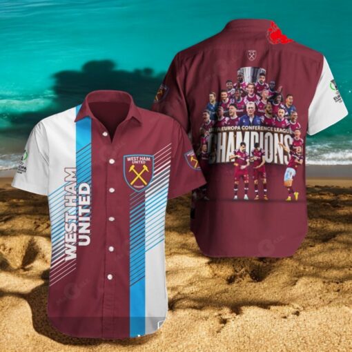 West Ham United UEFA Europa Conference Champions Red Hawaiian Shirt