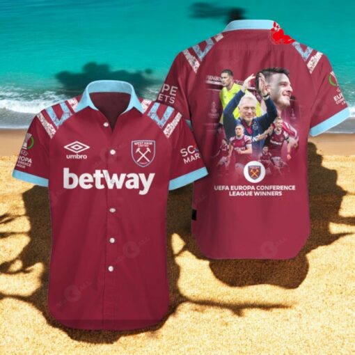 West Ham United UEFA Europa Conference League Winners Red Hawaiian Shirt