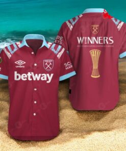 West Ham United UEFA Europa Conference Winners Red Hawaiian Shirt West Ham United UEFA Europa Conference Winners Red Hawaiian Shirt