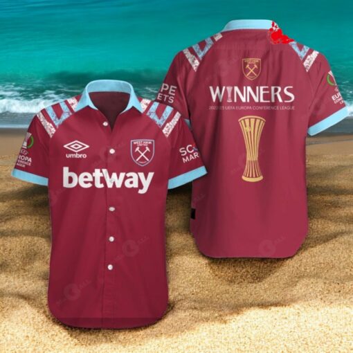 West Ham United UEFA Europa Conference Winners Red Hawaiian Shirt