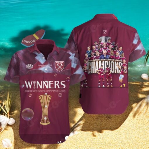 West Ham United Winners Conference League Champions Red Hawaiian Shirt