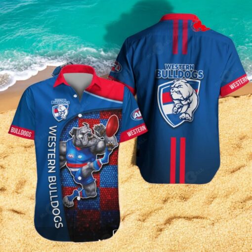 Western Bulldogs x Australia Football Club 3D Blue Apparels Hawaiian Shirt