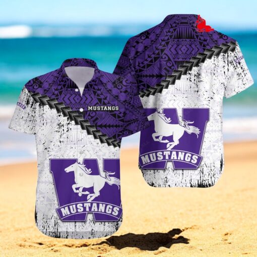 Western Ontario Mustangs NCAA Grunge Polynesian Tattoo Hawaiian Shirts