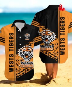 Wests Tigers Hawaiian Shirt Quarter Style NRL Hawaiian Shirts Wests Tigers Hawaiian Shirt Quarter Style NRL Hawaiian Shirts