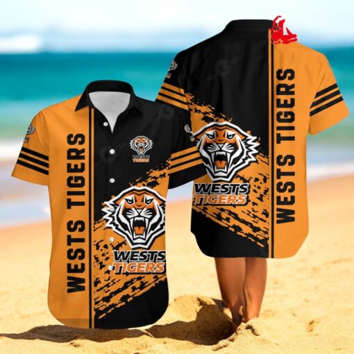 Wests Tigers Hawaiian Shirt Quarter Style NRL Hawaiian Shirts