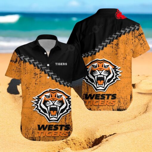 Wests Tigers NCAA Grunge Polynesian Tattoo NRL Hawaiian Shirts