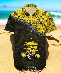 Wichita State Shockers NCAA Grunge Polynesian Tattoo Hawaiian Shirts