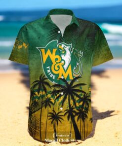 William and Mary Tribe NCAA Coconut Tree Tropical Grunge Hawaiian Shirts