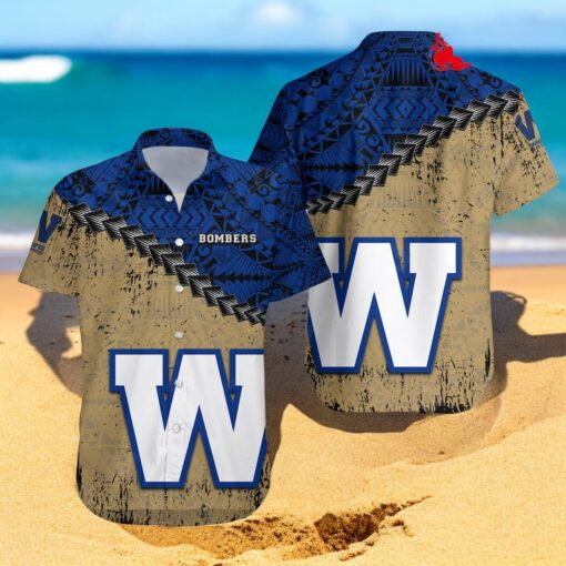Winnipeg Blue Bombers NCAA Grunge Polynesian Tattoo CA FOOTBALL Hawaiian Shirts