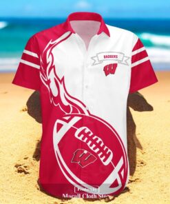 Wisconsin Badgers NCAA Flame Ball Design Hawaiian Shirts