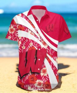 Wisconsin Badgers NCAA Hibiscus Sport Style Hawaiian Shirts Wisconsin Badgers NCAA Hibiscus Sport Style Hawaiian Shirts
