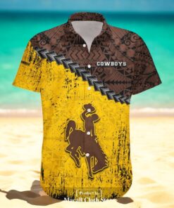 Wyoming Cowboys NCAA Grunge Polynesian Tattoo Hawaiian Shirt Wyoming Cowboys NCAA Grunge Polynesian Tattoo Hawaiian Shirt