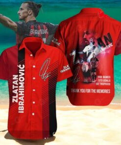Zlatan Ibrahimovic Thank You For The Memories Signatures Red Style Hawaiian Shirt