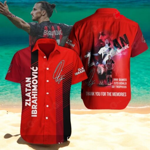 Zlatan Ibrahimovic Thank You For The Memories Signatures Red Style Hawaiian Shirt