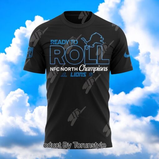 2024 NFC North Division Champions Ready To Roll Detroit Lions NFL Back To Back Shirt   Black