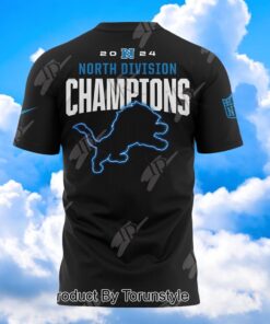 2024 NFC North Division Champions Ready To Roll Detroit Lions NFL Back To Back Shirt   Black
