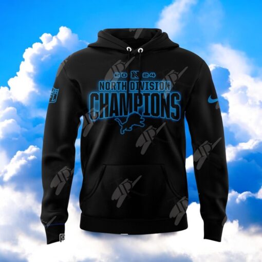 Back To Back NFC North Division Champions 2023 2024 Detroit Lions NFL Hoodie   Black