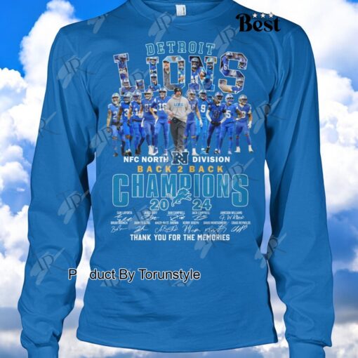 Detroit Lions NFL NFC North Division Back 2 Back Champions 2024 Thank You For The Memories Shirt