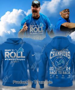 Detroit Lions NFL Ready To Roll NFC North Division Champions 2024 Back To Back Hoodie   Blue