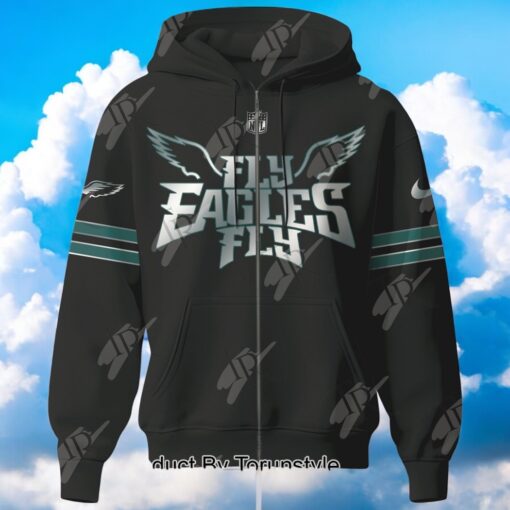 Philadelphia Eagles NFL Fly Eagles Fly All Black 3D Printed Shirt