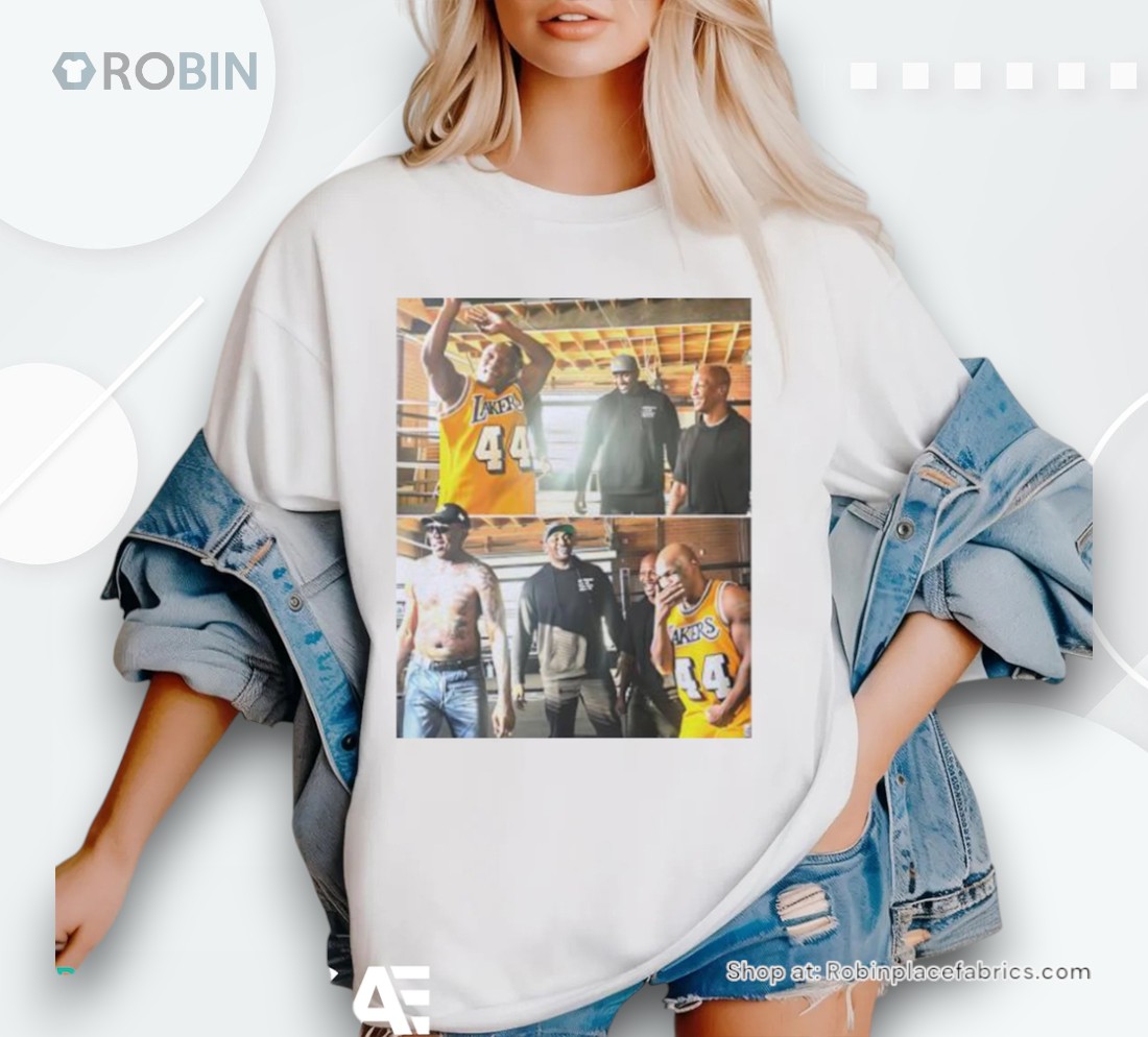 Mike Tyson With The Jerry West Los Angeles Lakers Basketball Shirt