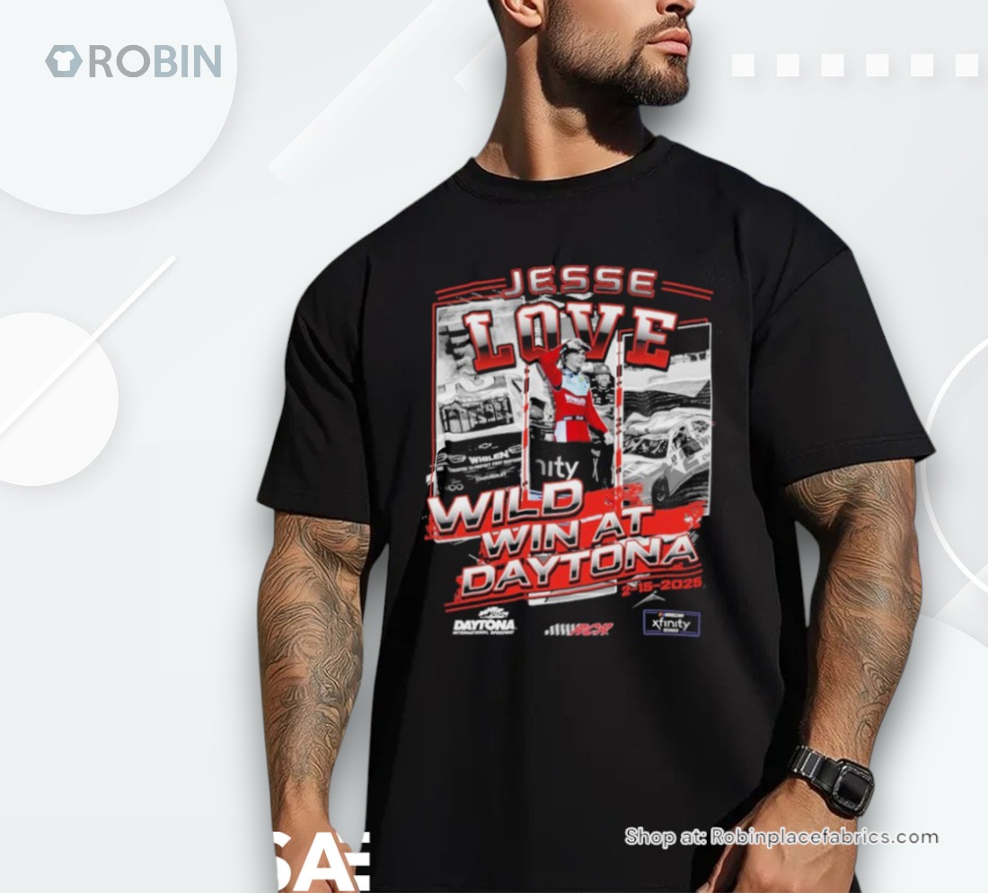 Official Jesse Love Jr. Checkered Flag Sports 2025 Xfinity Series United Rentals 300 Race Winner Shirt