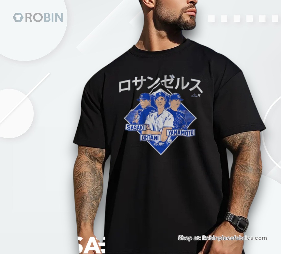 Official Shohei Ohtani, Yoshinobu Yamamoto, & Roki Sasaki Los Angeles Kanji Shirt