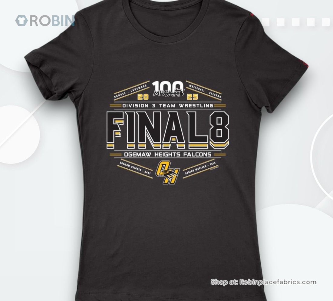 Ogemaw Heights Falcons 2025 Mhsaa Division 3 Team Wrestling Final 8 Shirt