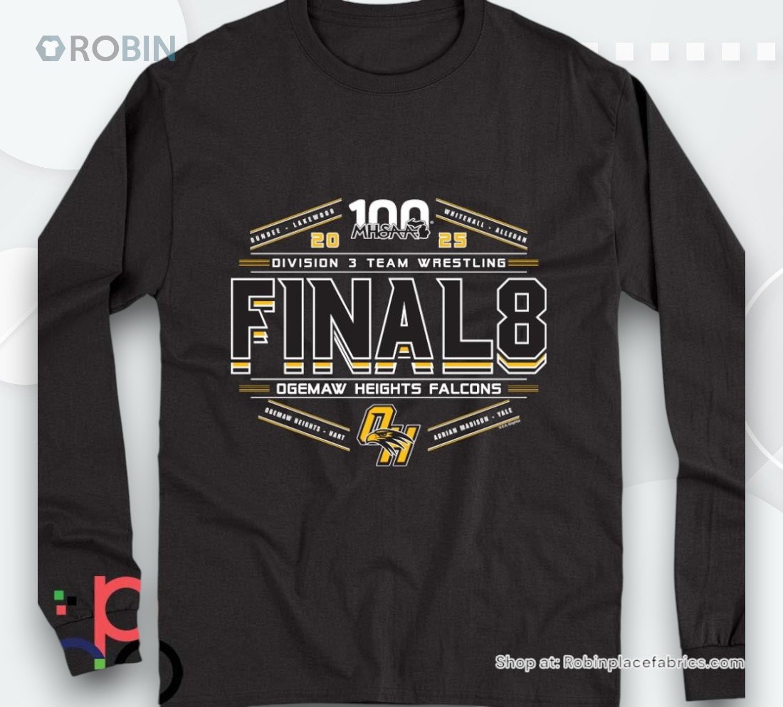 Ogemaw Heights Falcons 2025 Mhsaa Division 3 Team Wrestling Final 8 Shirt