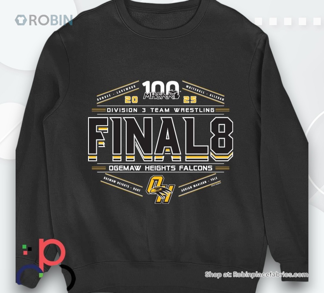 Ogemaw Heights Falcons 2025 Mhsaa Division 3 Team Wrestling Final 8 Shirt