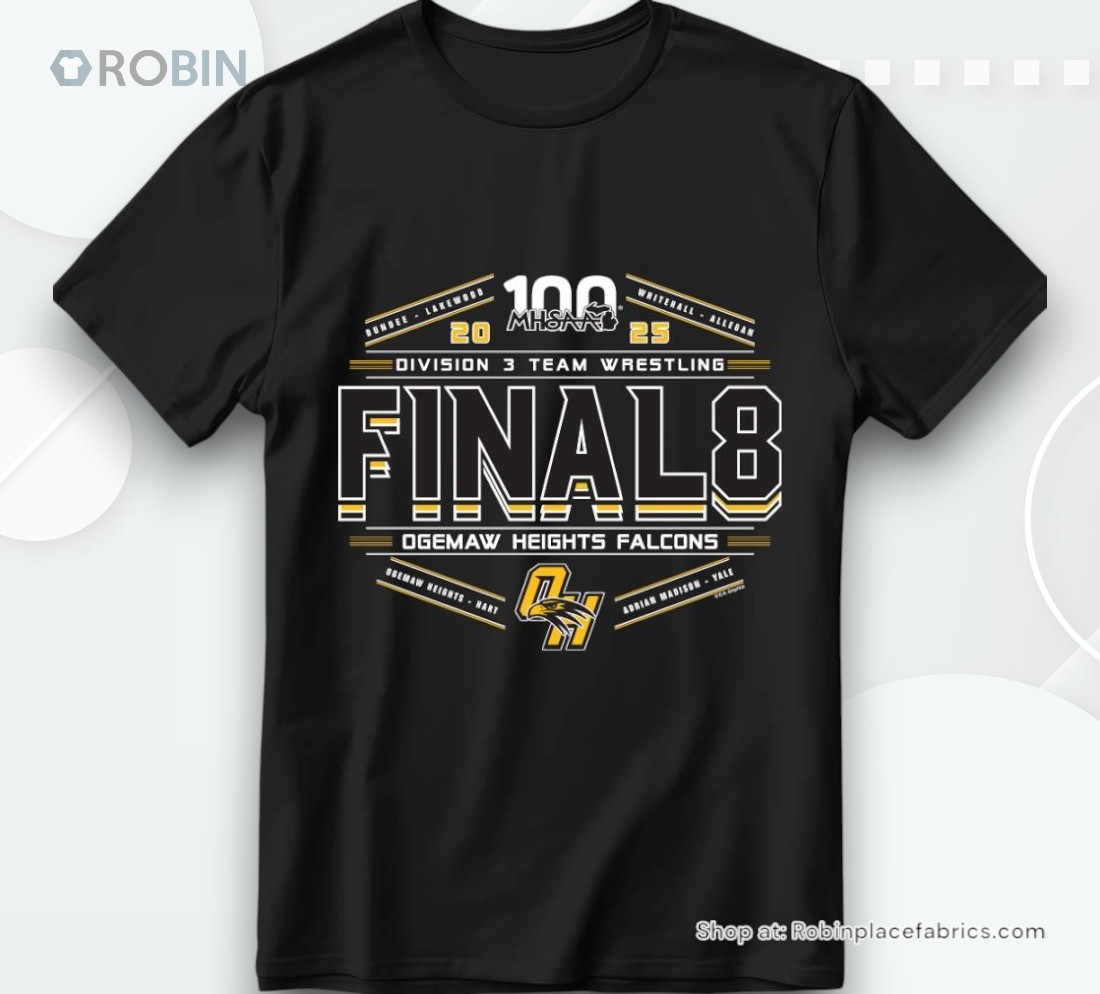 Ogemaw Heights Falcons 2025 Mhsaa Division 3 Team Wrestling Final 8 Shirt