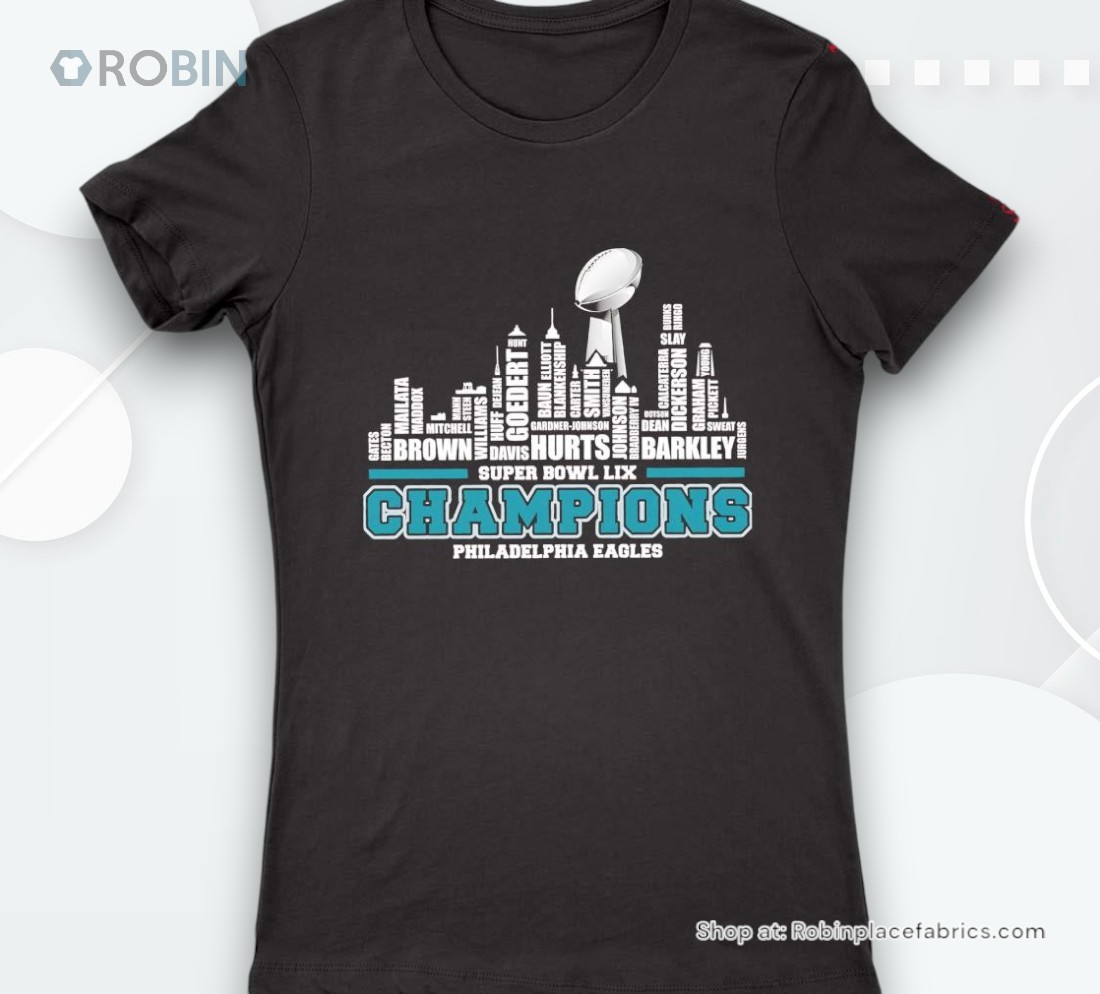 Philadelphia Eagles 2025 Super Bowl Lix Champions Team Players City Skyline Shirt