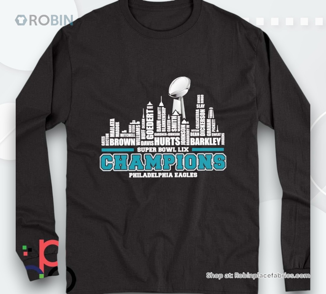 Philadelphia Eagles 2025 Super Bowl Lix Champions Team Players City Skyline Shirt