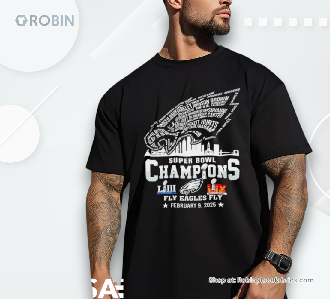 Philadelphia Eagles Super Bowl Champions 2025 Fly Eagles Fly Player Name Logo Shirt Philadelphia Eagles Super Bowl Champions 2025 Fly Eagles Fly Player Name Logo Shirt