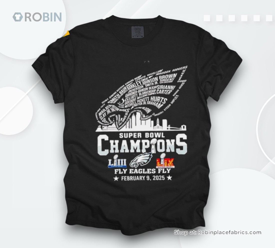Philadelphia Eagles Super Bowl Champions 2025 Fly Eagles Fly Player Name Logo Shirt Philadelphia Eagles Super Bowl Champions 2025 Fly Eagles Fly Player Name Logo Shirt