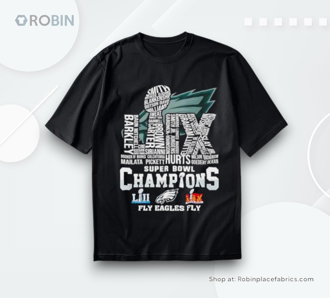 Philadelphia Eagles Super Bowl Champions 2025 Fly Eagles Lix Player Name Shirt Philadelphia Eagles Super Bowl Champions 2025 Fly Eagles Lix Player Name Shirt